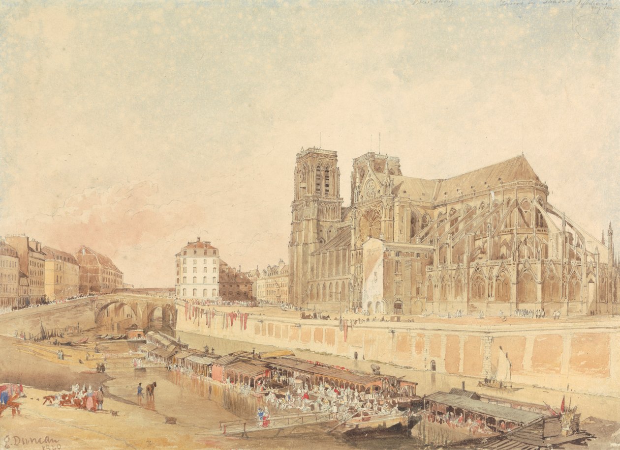 Notre Dame, Paříž, z levého břehu od Edward Duncan