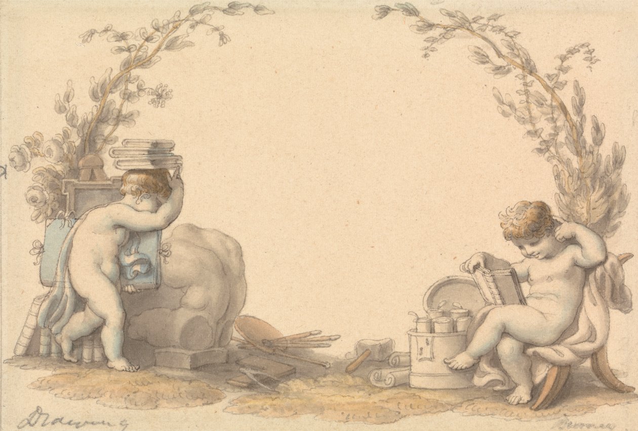 Alegorie kresby od Edward Francis Burney