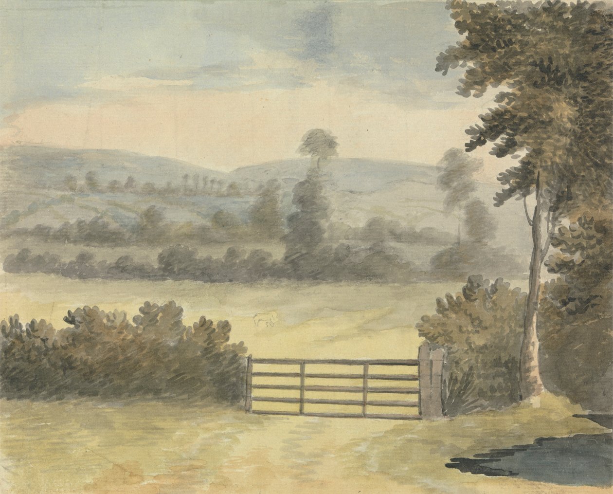 Krajina s pastvinou bránou od Edward Francis Burney