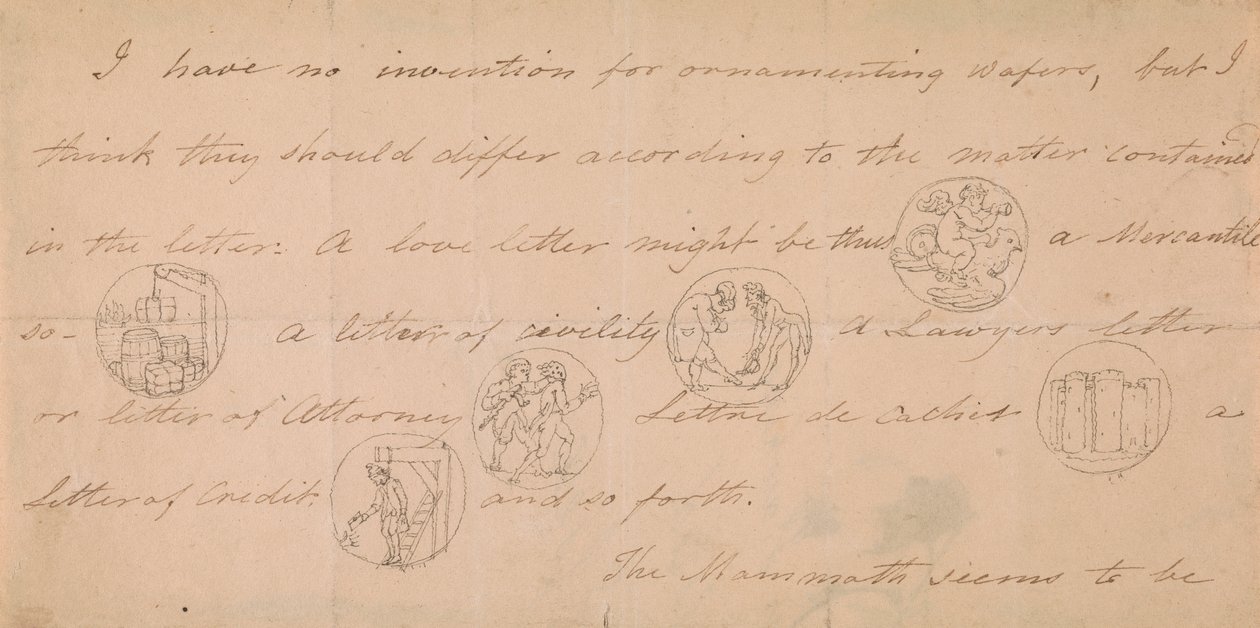 Letter with Designs for Signets (?) od Edward Francis Burney