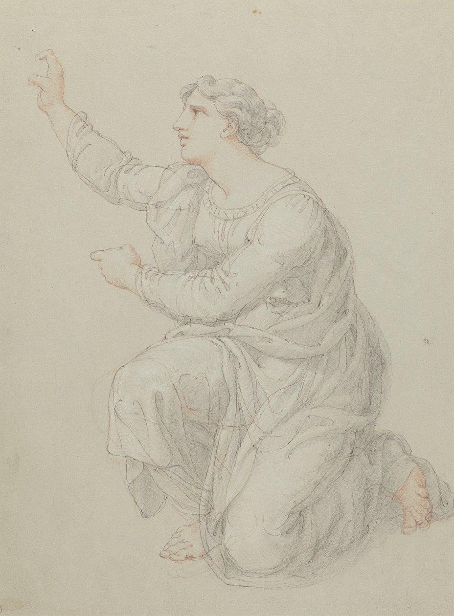 Studie pro klečící postavu Priscilly od Edward Francis Burney