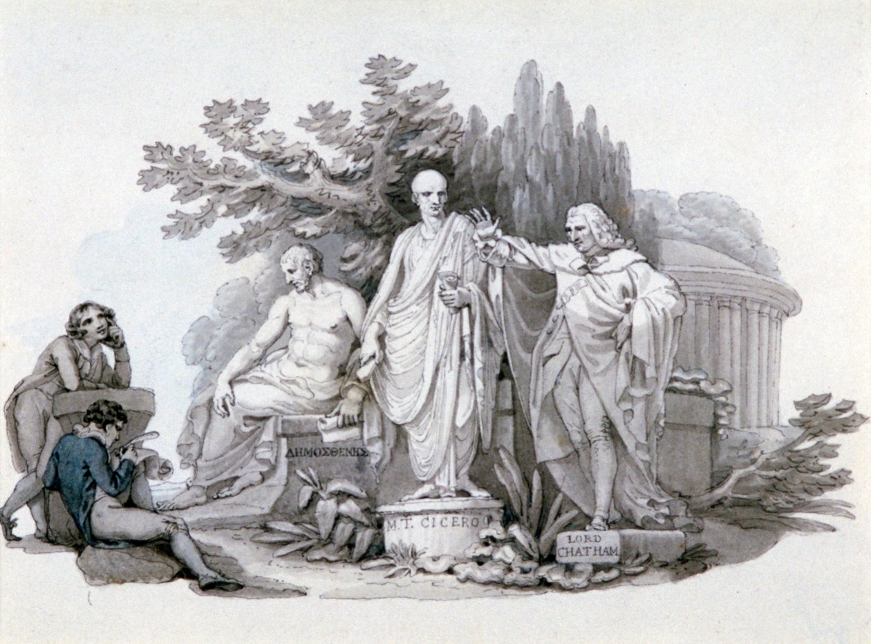 „Dva mladíci uvažující o sochách Demosthena, Cicera a Pitta“, c1780-1848 od Edward Francis Burney
