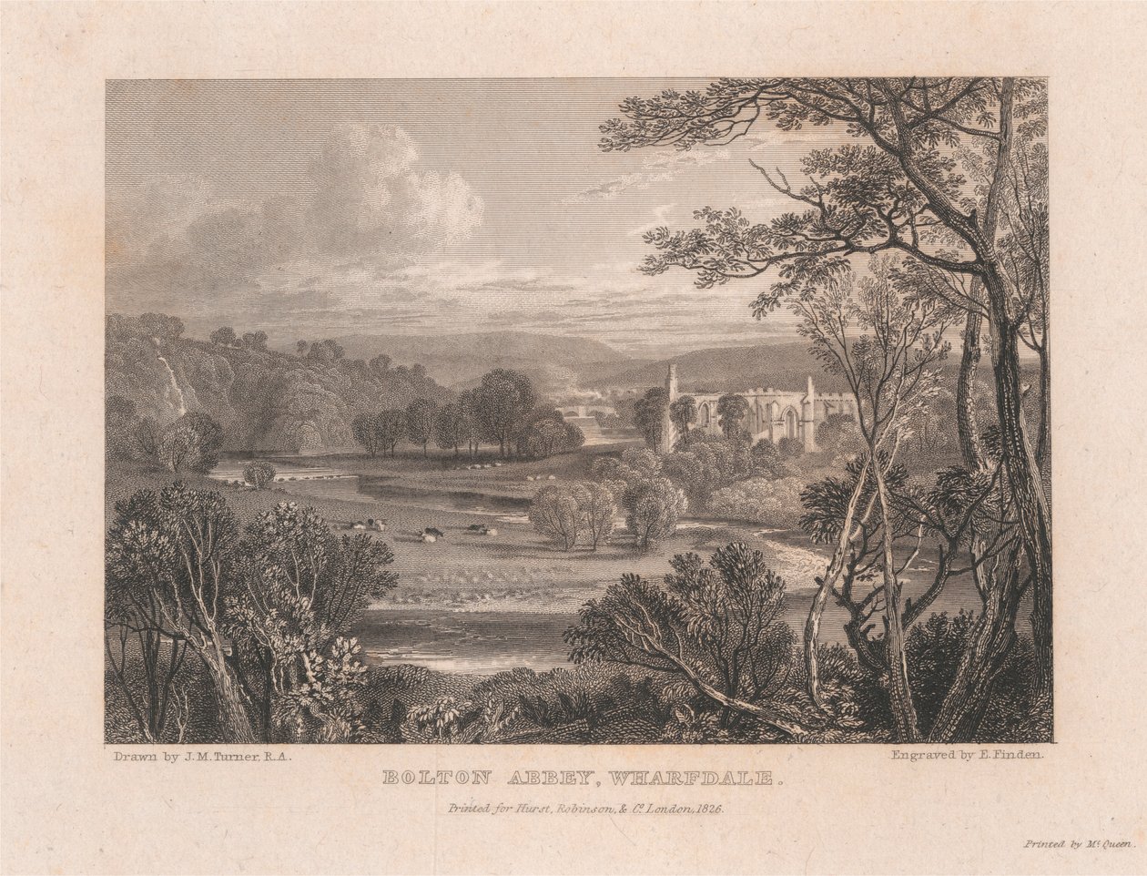 Bolton Abbey, Wharfdale od Edward Francis Finden