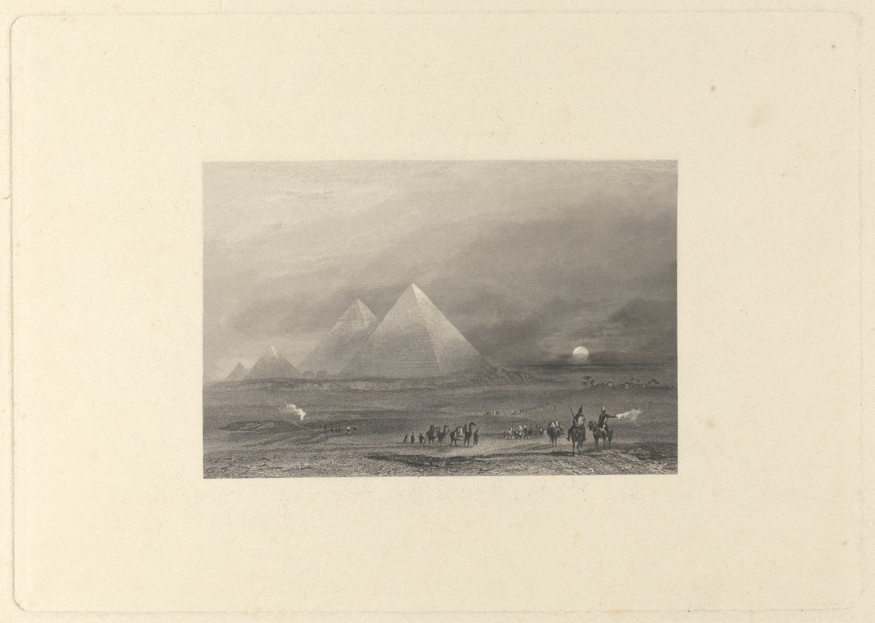 Egypt, pyramidy v Ghizeh od Edward Francis Finden
