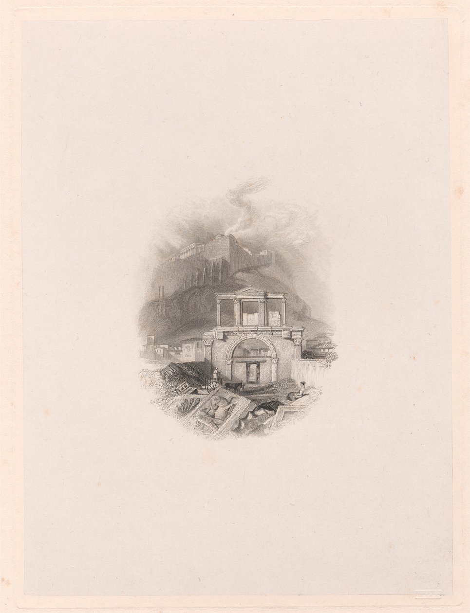 Théseova brána, Athény od Edward Francis Finden