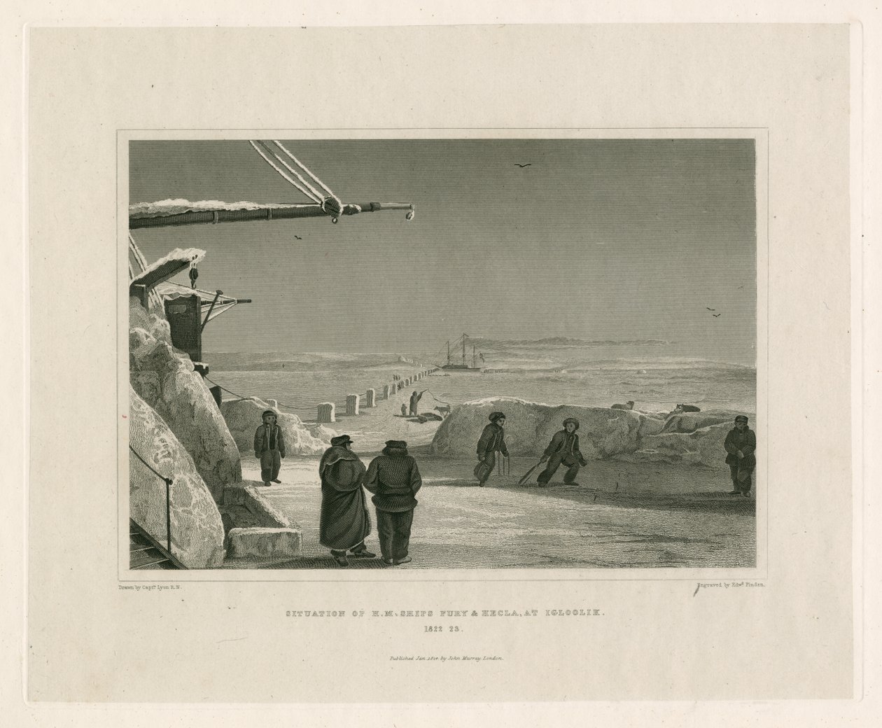Situace lodí HM Fury a Hecla v Igloolik od Edward Francis Finden