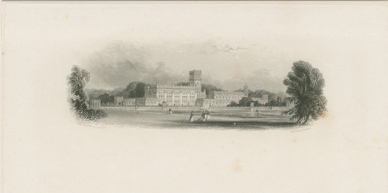Trentham Hall: ocelorytina a [?polovina 19. století] (tisk) od Edward Francis Finden