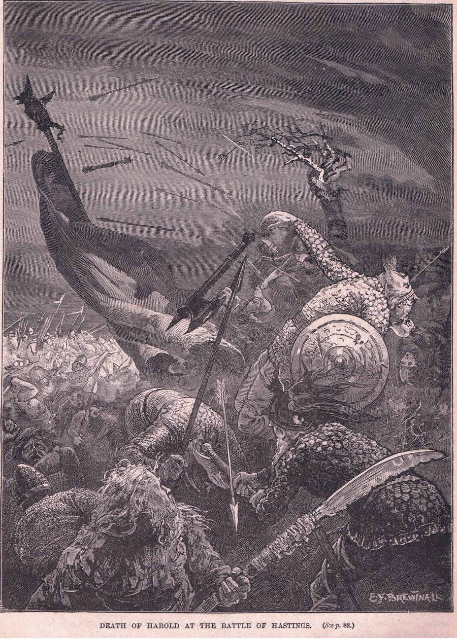 Smrt Harolda v bitvě u Hastingsu 1066 od Edward Frederick Brewtnall