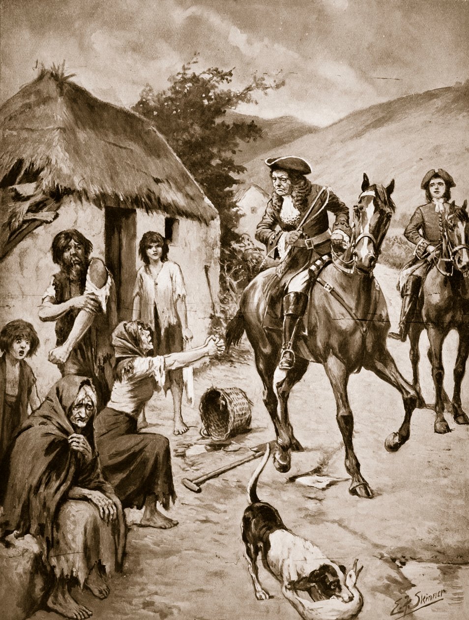 Irský život, asi 1710, ilustrace z knihy "Hutchinson