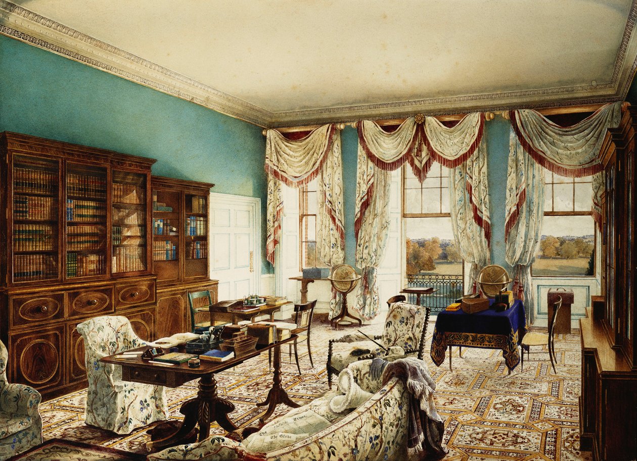 Knihovna, Binfield, Berkshire, s výhledem do parku, od Edward Hassell