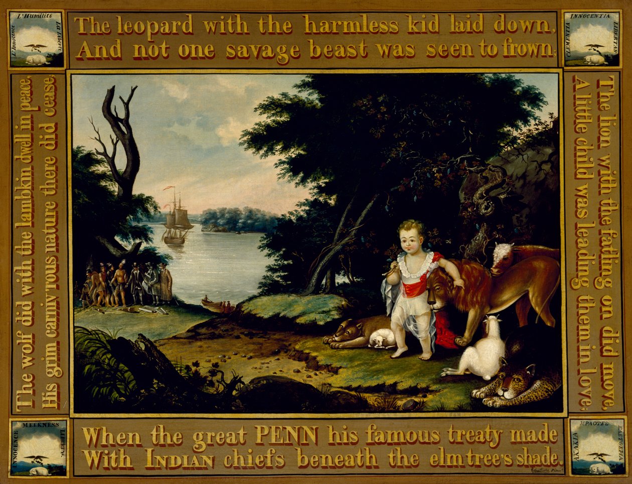 Mírové království, kolem 1826-28 (olej na plátně) od Edward Hicks
