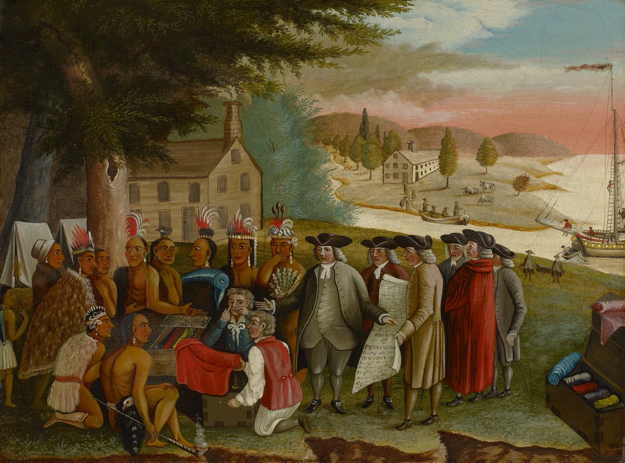 Pennova smlouva s Indiány, cca 1830-40 (olej na plátně) od Edward Hicks