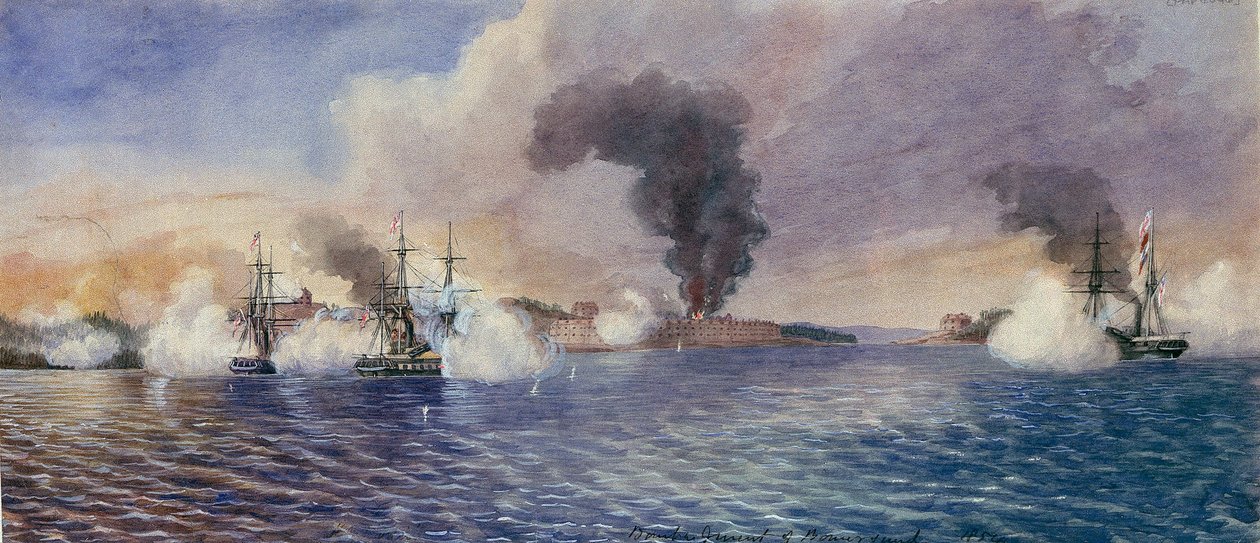 Bombardování Bomarsundu (Finsko), srpen 1854, během krymské války (1853-1856). Akvarel Edwarda Hodgese Cree (1814-1901). od Edward Hodges Cree