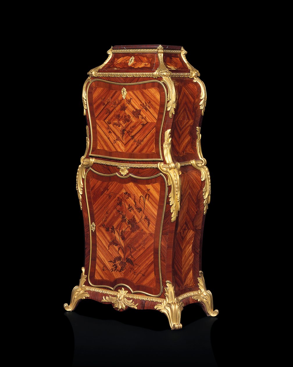 Petit secretaire a abattant, kolem roku 1860 (ormolu s intarziemi z královského dřeva, tulipánu a amarantu) od Edward Holmes Baldock