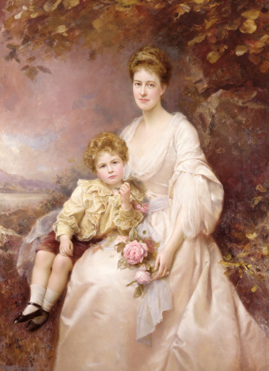 Portrét Laury Gwendolen Gascoigne a jejího syna Alvaryho od Edward Hughes
