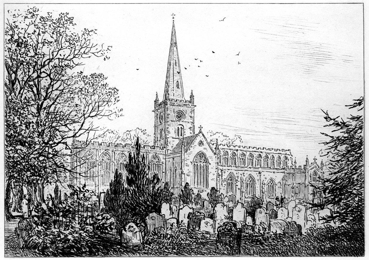Stratfordský kostel při pohledu ze severu, Stratford-upon-Avon, Warwickshire, 1885. od Edward Hull