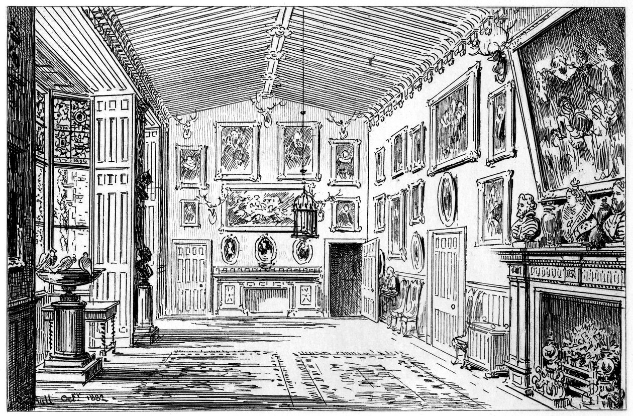 Velká síň Charlecote Park, Warwickshire, 1885. od Edward Hull