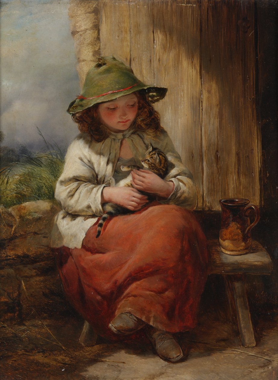 Dítě s kotětem od Edward John Cobbett