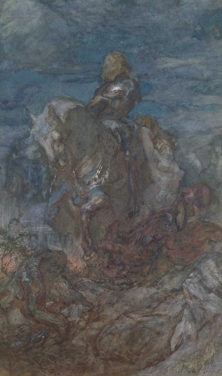 Sir Galahad (wc und kvaš na papíře) od Edward John Gregory