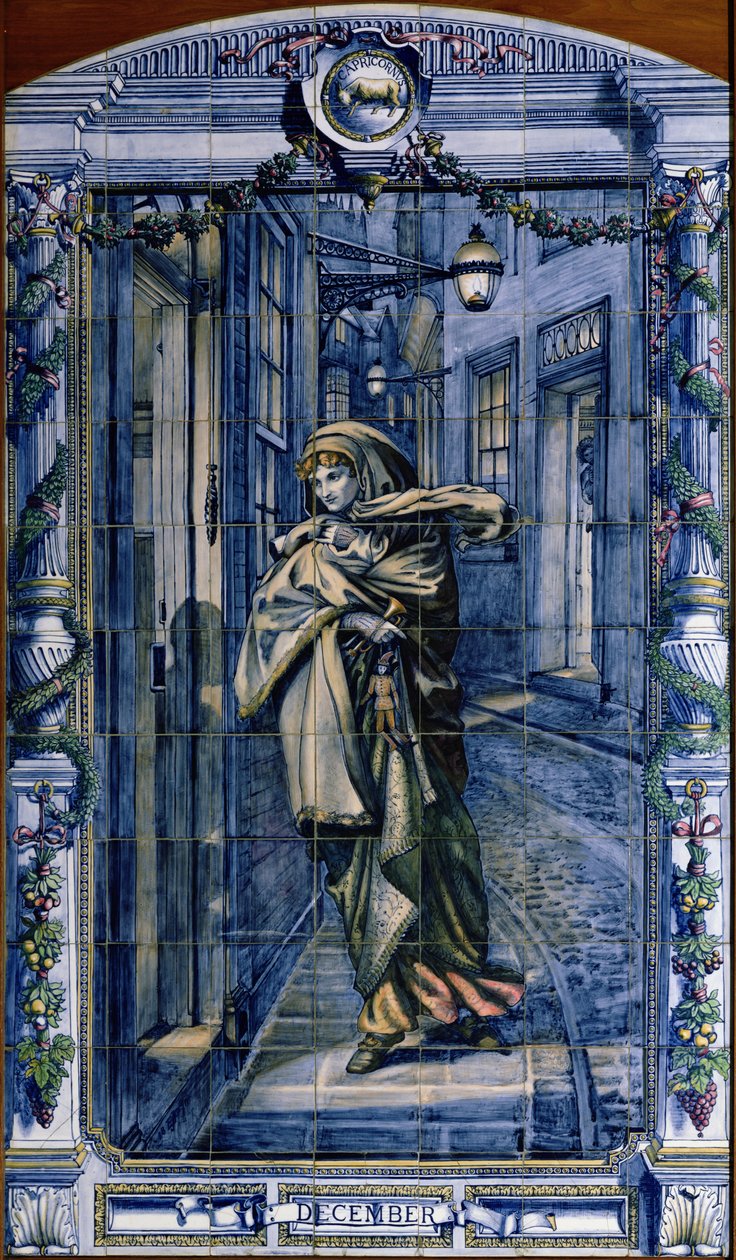 prosince, ze série dlaždicových panelů pro holandskou kuchyni, 1867-8 od Edward John Poynter