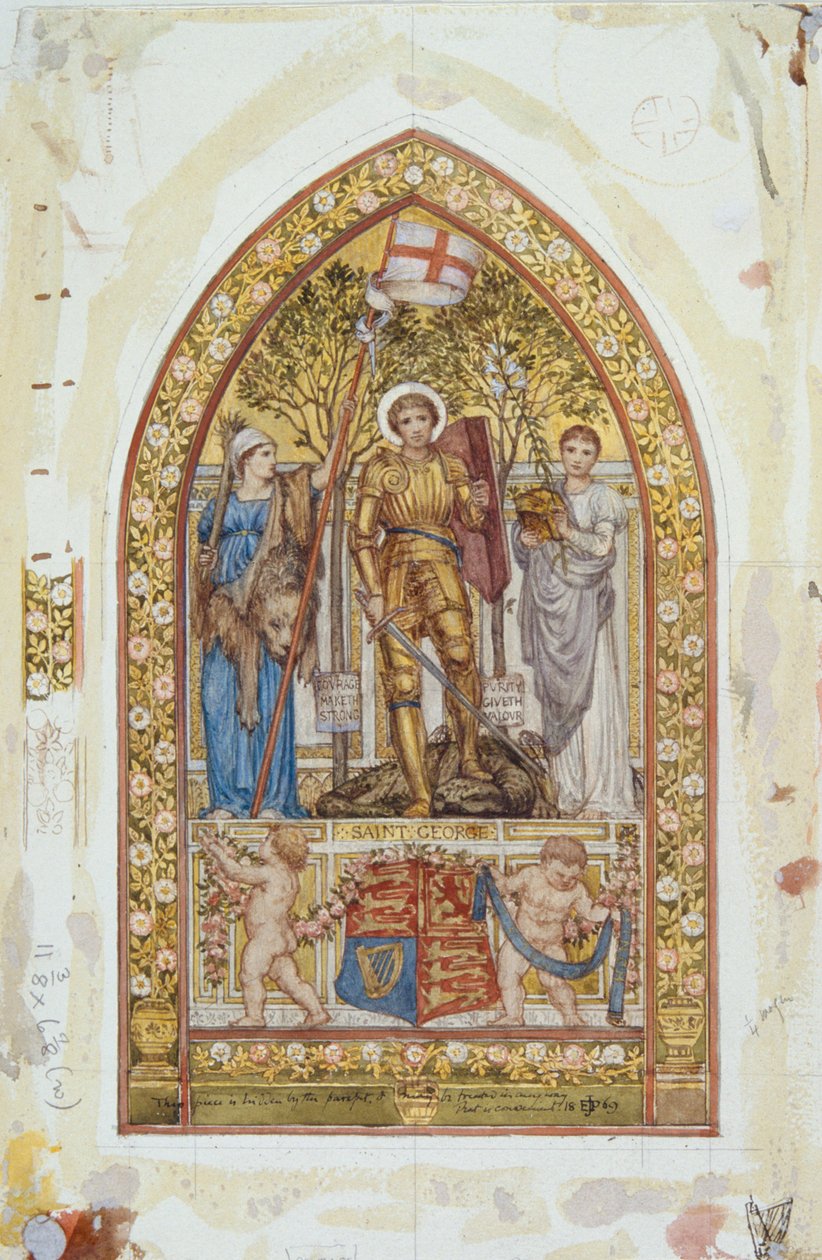 „Design pro mozaiku svatého Jiří s okrajovými studiemi“, 1869 od Edward John Poynter
