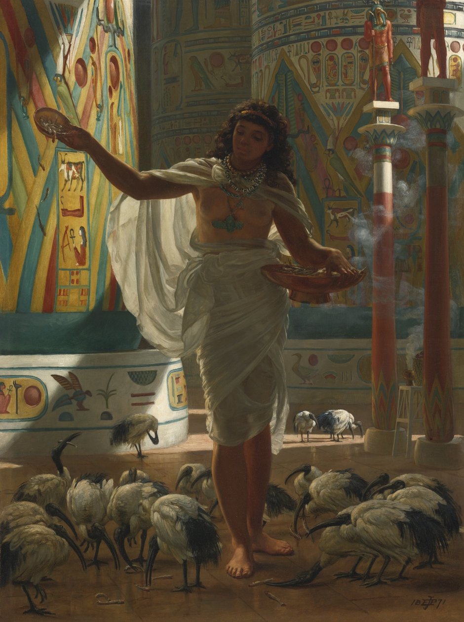 Krmení ibisů posvátných v síních Karnaku, 1871 od Edward John Poynter