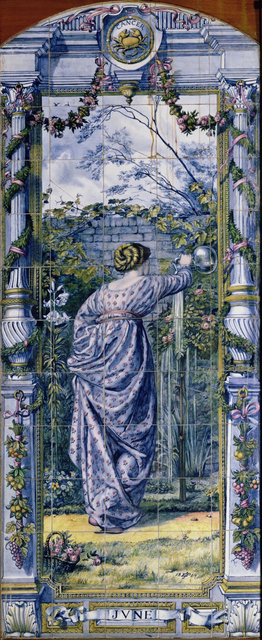 června, ze série dlaždicových panelů pro holandskou kuchyni, 1867-8 od Edward John Poynter