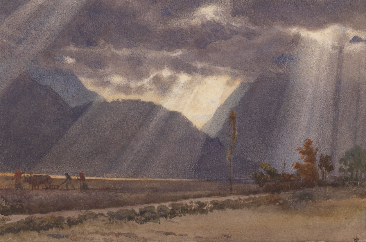 Krajina poblíž Argeles - Gazost na úpatí Pyrenejí od Edward John Poynter