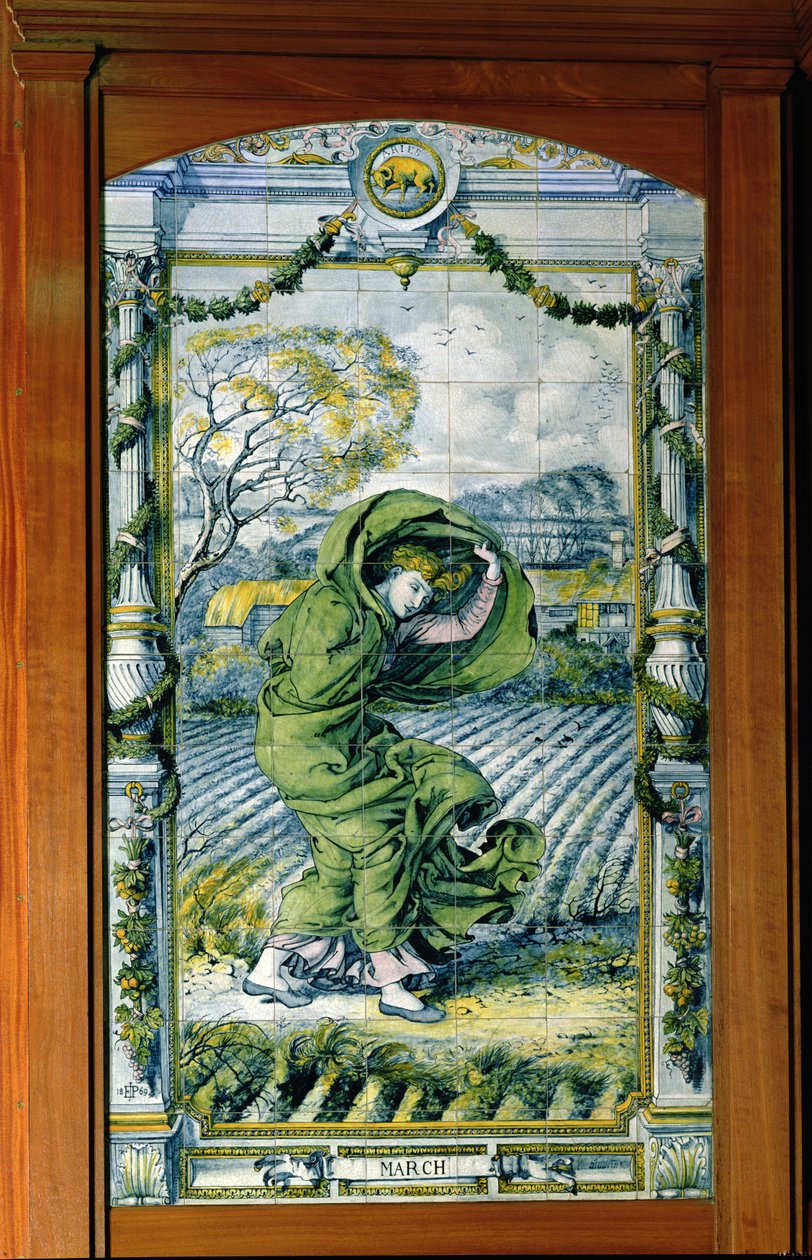 března, ze série dlaždicových panelů pro holandskou kuchyni, 1867-8 od Edward John Poynter