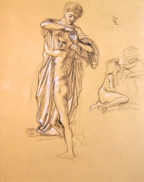 Study for Idle Fears (I), 1893 (křída na papíře) od Edward John Poynter