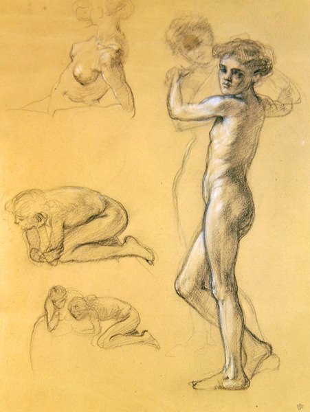 Study for Idle Fears (III), 1893 (křída na papíře) od Edward John Poynter