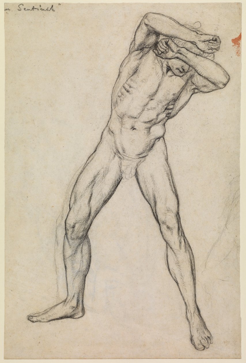Studie mužského aktu pro "Věrný až do smrti", recto, c.1865 od Edward John Poynter