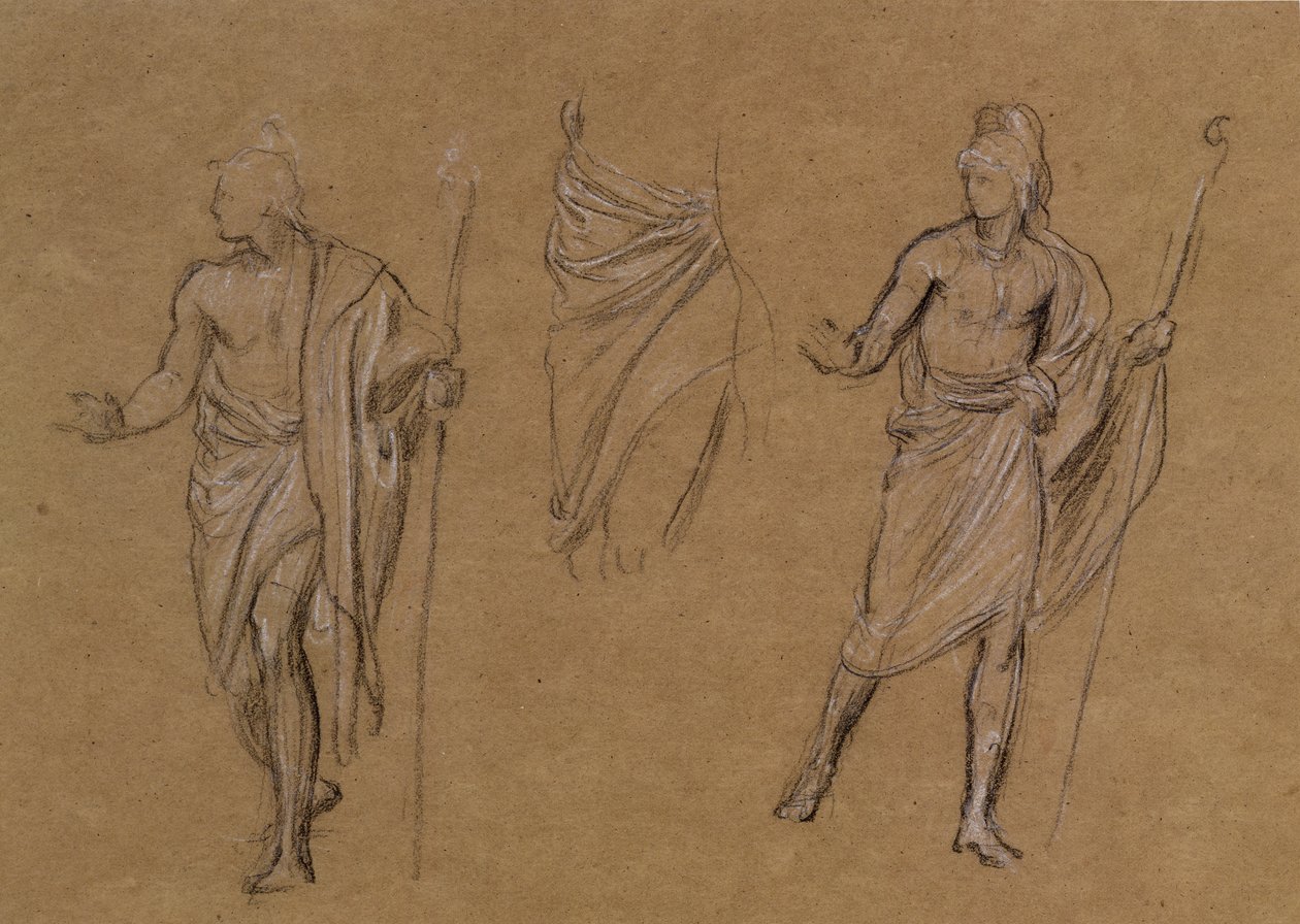 Studium pastýřů, kolem roku 1875 (křída na papíře) od Edward John Poynter