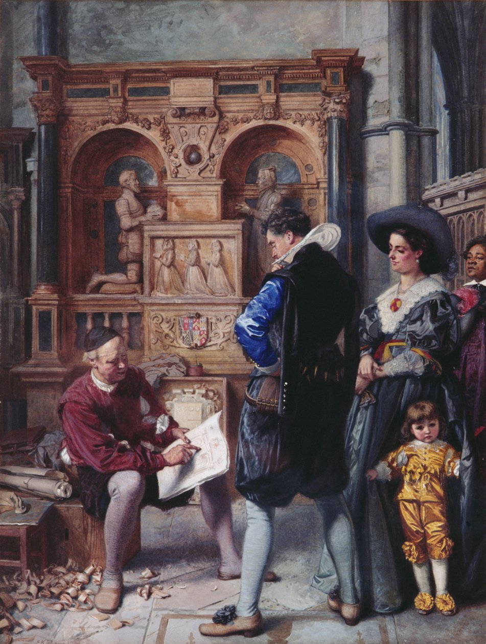 Setkání s architektem, 1866 (wc na papíře) od Edward Killingworth Johnson