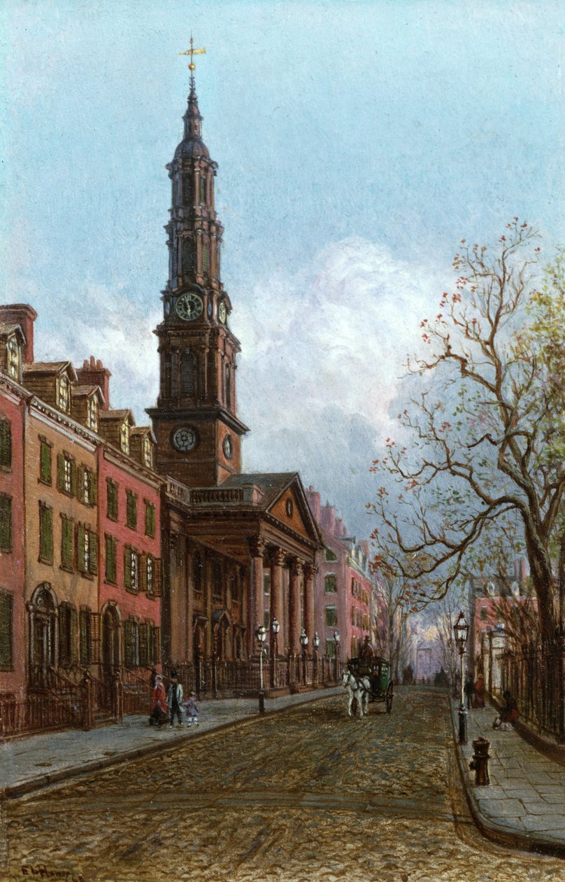 Kostel sv. Jana, Varick Street, New York, 1914 (olej na akademii) od Edward Lamson Henry