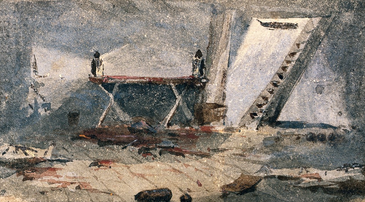 Cap-Haitien, Haiti: operace lodi HMS Bulldog. Akvarel od Edward Lawton Moss