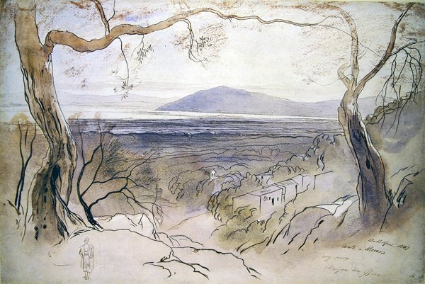 Pohled na Levkas, Jónské ostrovy od Edward Lear