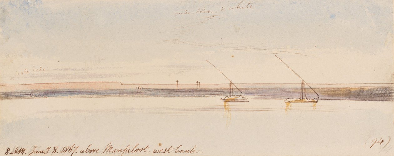 Nad Manfalootem; 8:00 ráno, 8. ledna 1867 (94) od Edward Lear