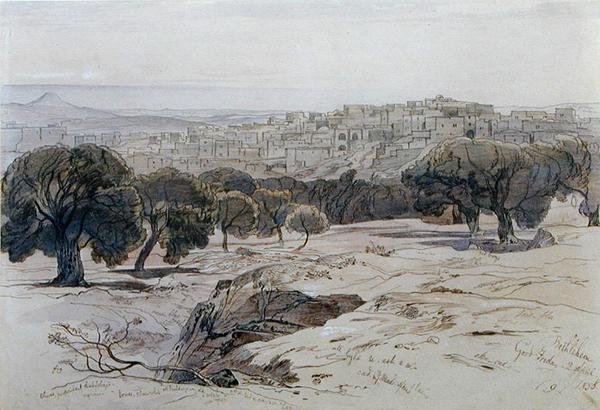 Betlém - Velký pátek 2. dubna 1858 (pero, inkoust a akvarel na papíře) od Edward Lear