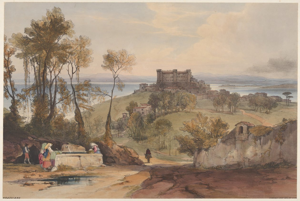 Bracciano Pohledy na Řím a jeho okolí, deska 2, 1841. od Edward Lear