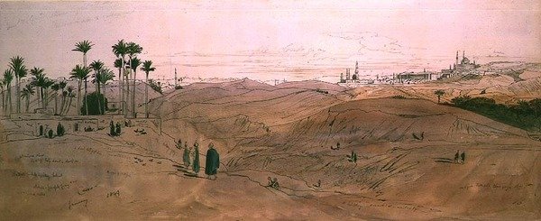 Káhira (pero a inkoust a akvarel na papíře) od Edward Lear