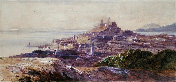 Cannes (akvarel na papíře) od Edward Lear