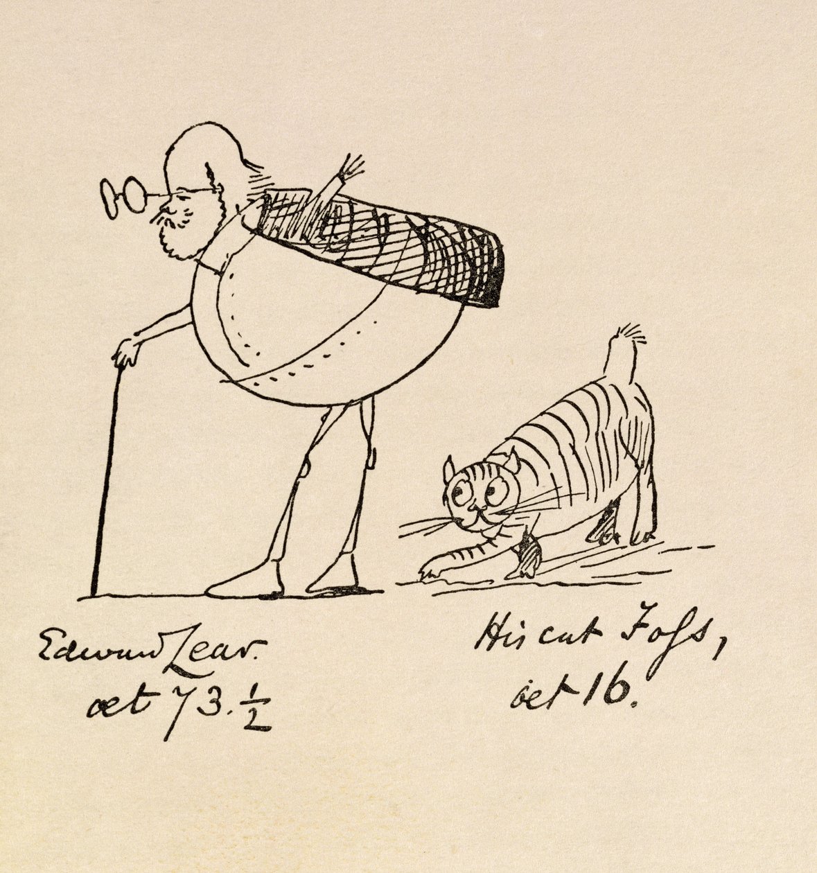 Edward Lear ve věku 73 a půl a jeho Cat Foss ve věku 16 let od Edward Lear