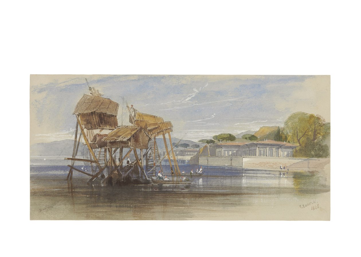 Rybářské domy na Bosporu, 1848 od Edward Lear