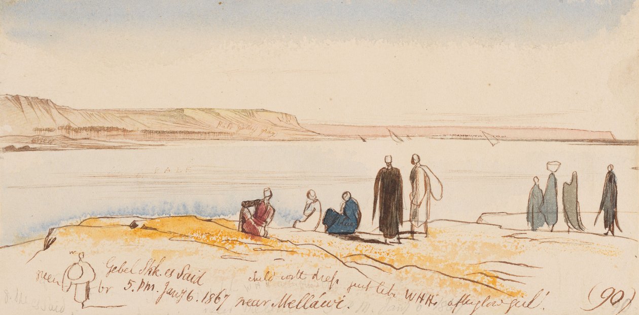 Gebel Shk. es Said, nedaleko Mellawi; 17:00, 6. ledna 1867 (90) od Edward Lear