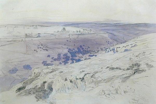 Jeruzalém, 24.-28. dubna 1858 (pero, inkoust a akvarel na papíře) od Edward Lear