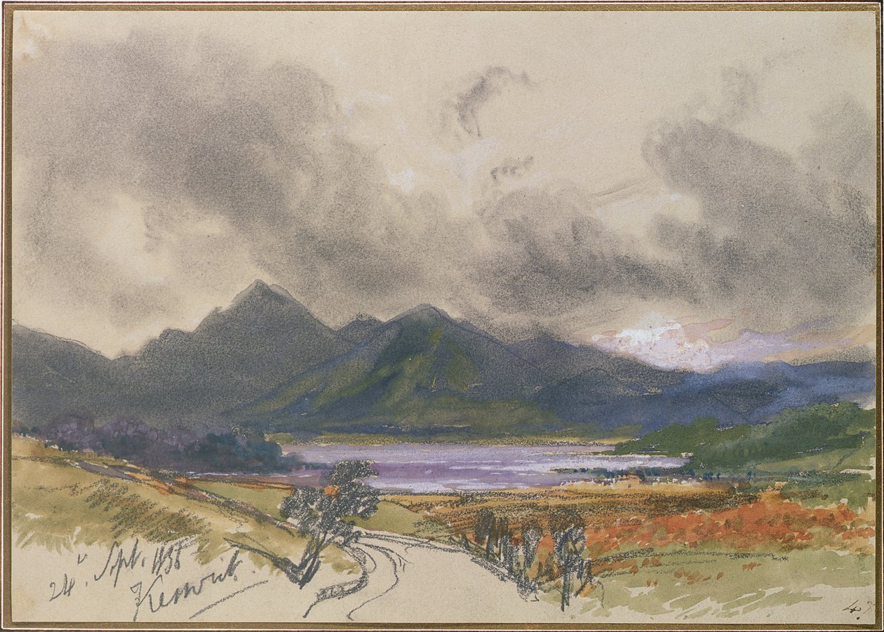 Keswick, 24. září 1836 (tužka a wc s bílou na papíře) od Edward Lear