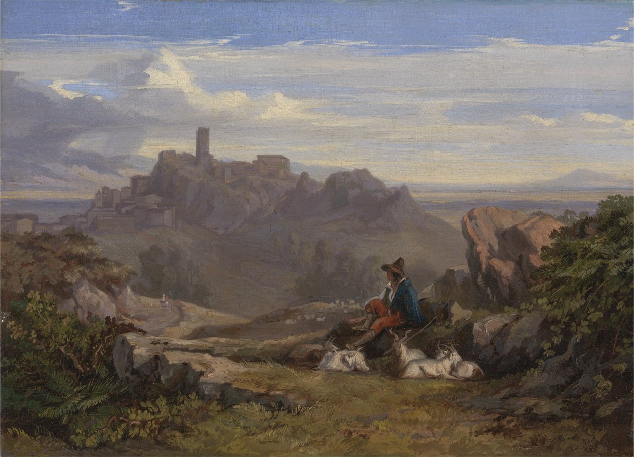 Krajina s pastevcem koz, kolem roku 1842 od Edward Lear