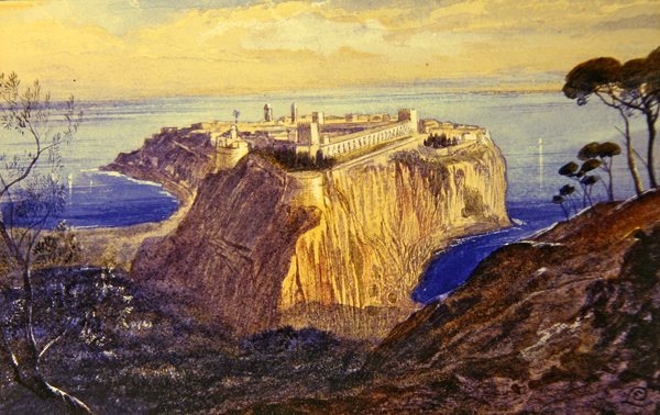 Monako (akvarel a kvaš na papíře) od Edward Lear