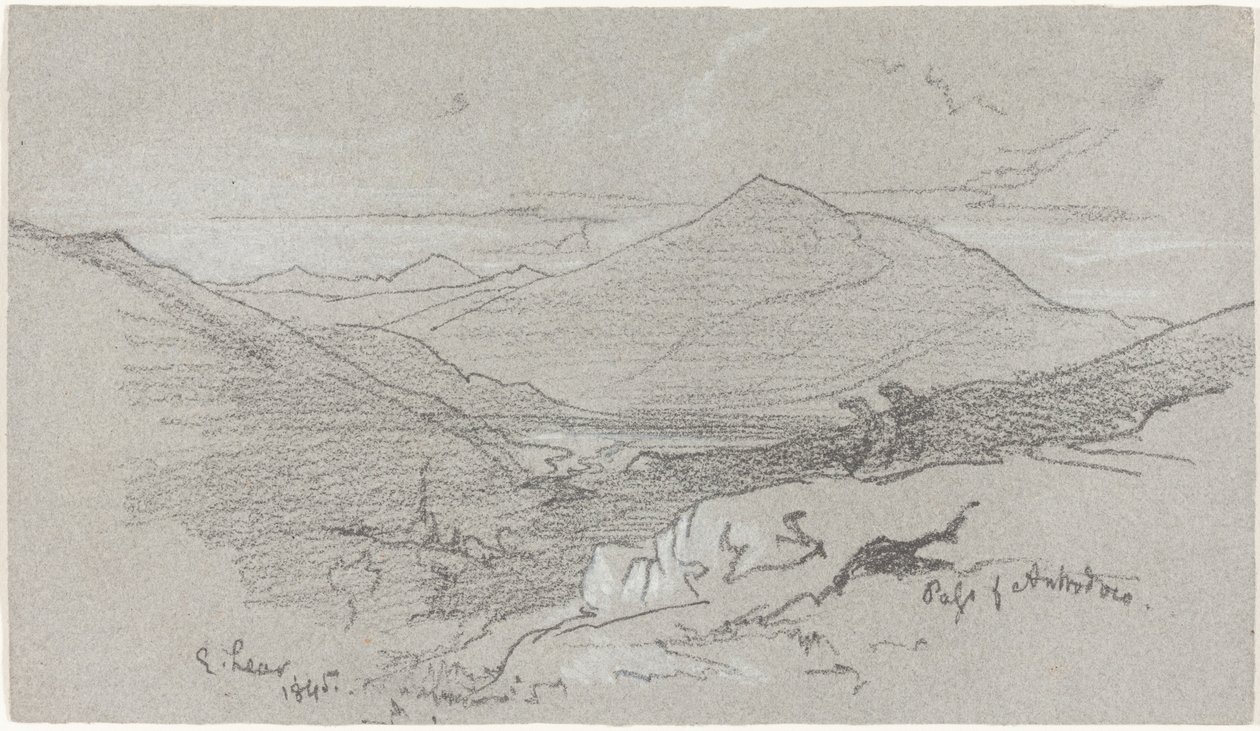 Horský pohled z Antrodoca od Edward Lear